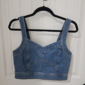 MADEWELL Cotton-Hemp Denim Supercrop Tank Top in Gabler Wash size 6